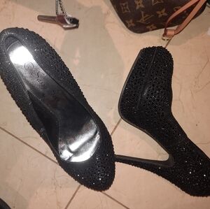 Sassy Hot 🔥 6" Black ✨️ sparkly Stilettos pumps New Size 8